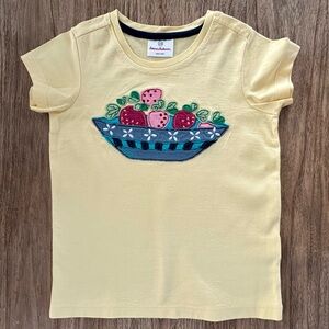 Hanna Andersson Yellow Tee with Strawberry Basket Design